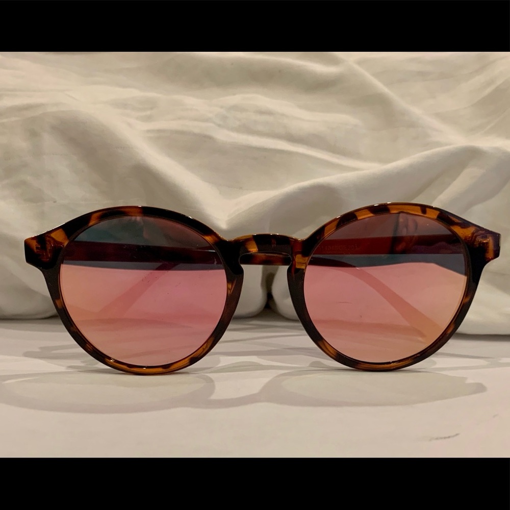 Women’s Round Polarized Sunglasses Pink Mirror